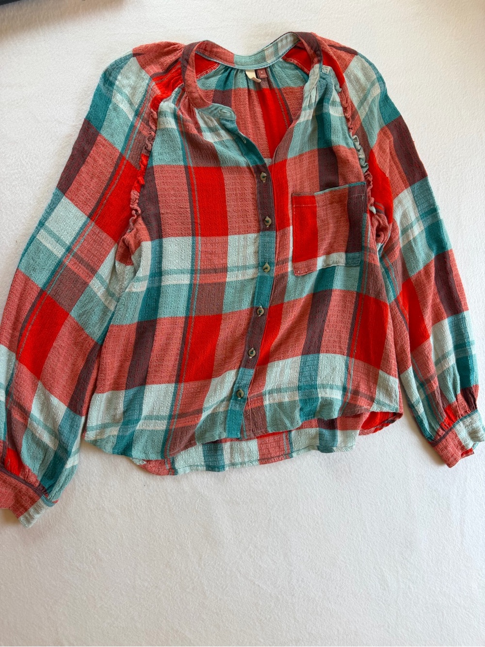 Pilcro Plaid Button-Front Shirt - Red & Blue size M